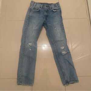 Levis 505C‎ Customized Slim Fit Women's Sz 24 Jeans Distressed Light Wash Denim